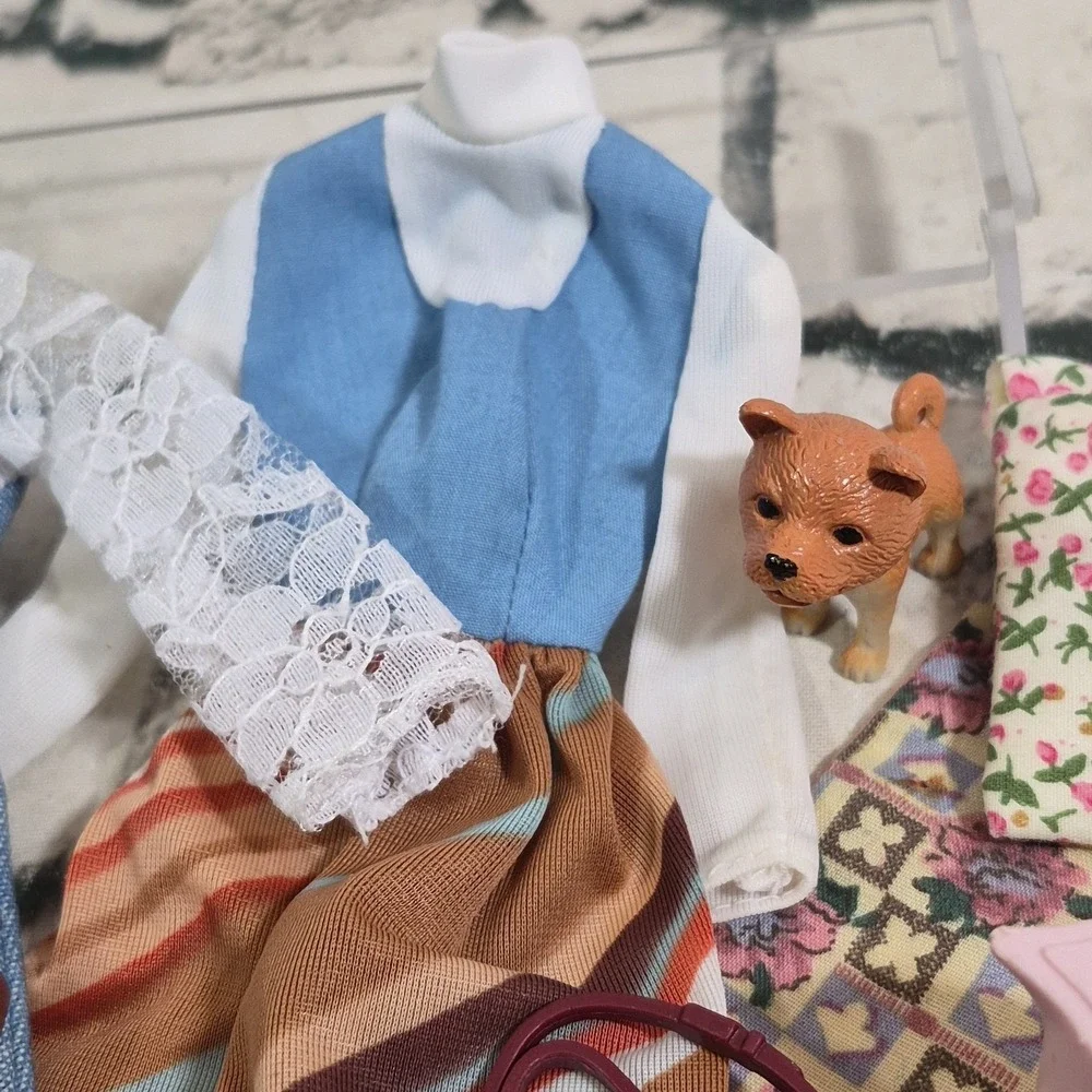 Vintage Barbie Clothes Accessories Lot Dresses Picnic Blanket Lace Shorts Tea